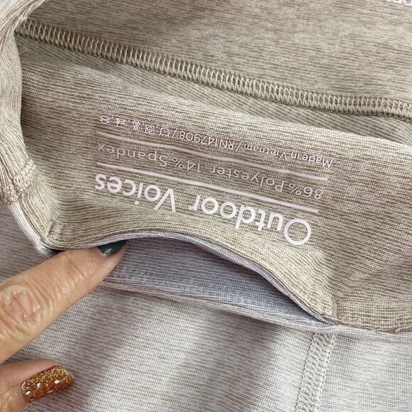 Outdoor Voices 26” length Tan Gray tri- tone leggings Athletic Pocket Size S Exc - Picture 3 of 4
